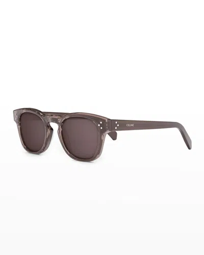 Celine Men's Keyhole Bridge Square Sunglasses In Brown