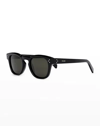 Celine Men's Keyhole Bridge Square Sunglasses In Black