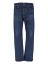 Celine Straight Leg Trousers Contrast Stitching In Blue