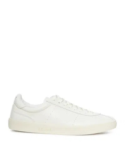 Celine Men Lace-up Leather Sneakers In White