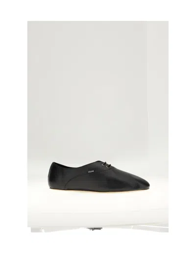 Celine Men Lace-up Ballerinas In Lambskin In Black