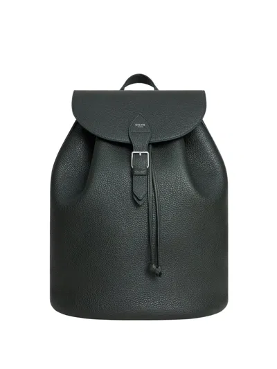 Celine Men Leather Backpack In Green