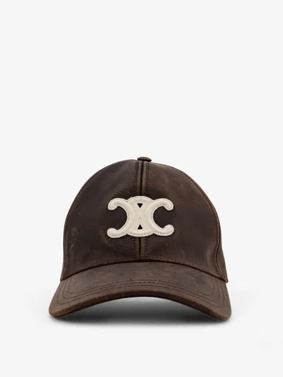 Celine Men Leather Baseball Hat In Multi
