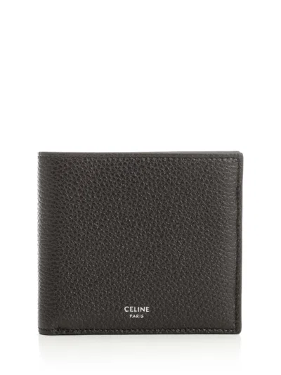 Celine Men Leather Bi-fold Wallet In Gray