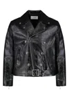 Celine Leather Biker Jacket In Black