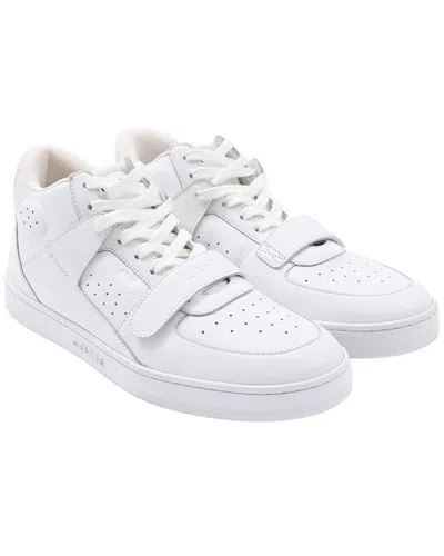 Pre-owned Celine Men's Leather  High Top Ct. 02 Mid Sneakers In White Leather (authentic Pre-loved)