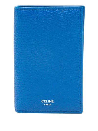 Celine Men Leather Credit Card Case In Blue