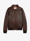 Celine Men Leather Jacket With Wool Lining In Brown
