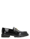 Celine Triomphe Embellished Leather Loafers In Black