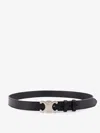 Celine Men Leather Triomphe Belt In Black