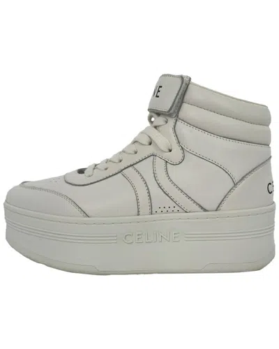 Pre-owned Celine Men's Leather Velcro Strap Mid Lace-up Sneaker (authentic Pre-loved) In Neutral