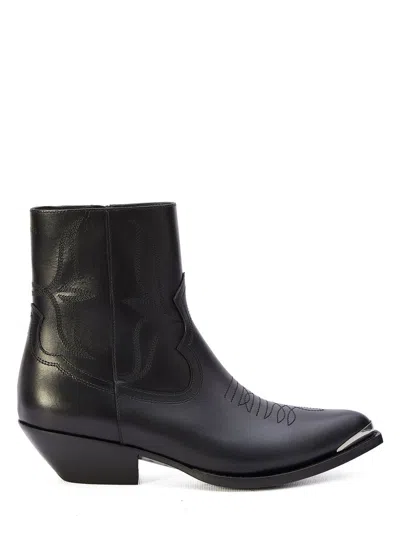 Celine Men's Leon Western-style Boots In Black
