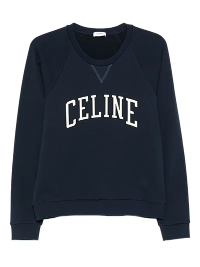 Celine Men Logo Cotton Sweatshirt In Multi