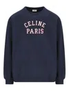 Celine Men Cotton Sweater With Front Lettering Logo In Multi