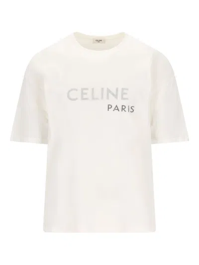 Celine Men Double-layer T-shirt In Thin Cotton Jersey In White