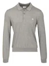 Celine Men Long-sleeved Cotton Polo Shirt In Gray