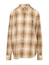 Celine Men Loose-fit Checked Shirt In Brown