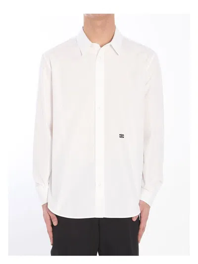 Celine Logo Logo Long-sleeved Shirt In White