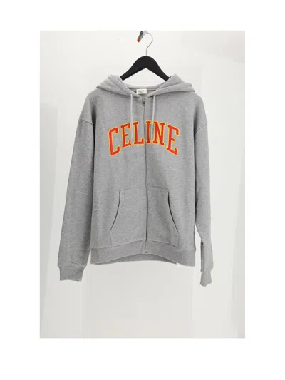 Celine Men Loose Zip Up Hoodie In Multi