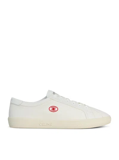 Celine Men Lou Low-top Lace-up Sneaker With Triomphe Application In Canvas And Calfskin In Animal Print