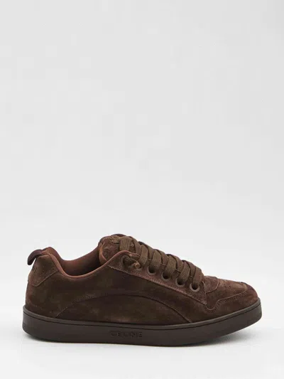 Celine Men Low Top Skate Sneakers In Brown