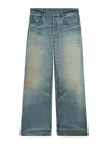 Celine Wide Leg Jeans In Cotton Denim In Gray