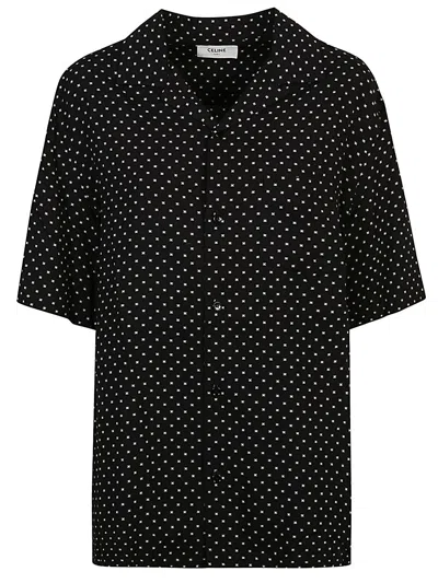 Celine Men M/c, Logo Allover Camicia In Black