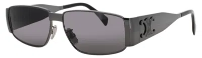Celine Men's Metal Sunglasses In 14a - Shiny Ruthenium / Smoke