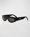 Celine Men's Monochroms 56mm Geometric Sunglasses In Shiny Black Smoke