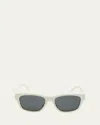 Celine Men's Monochroms Square Acetate Sunglasses In Ivory Smoke