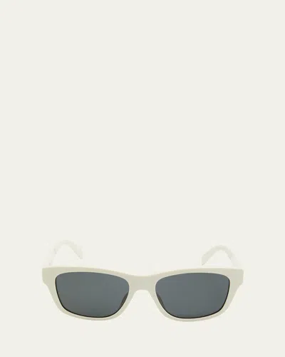 Celine Men's Monochroms Square Acetate Sunglasses In Ivory Smoke
