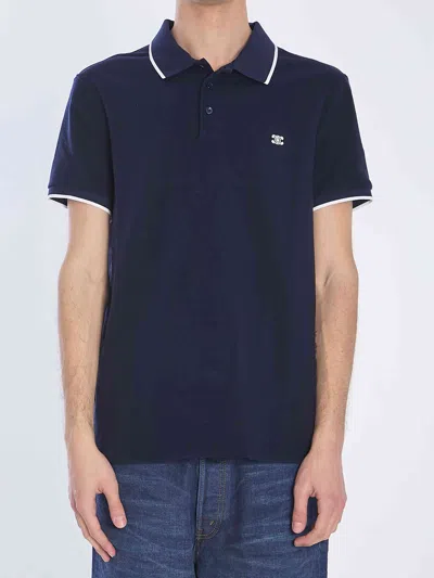 Celine Men Polo Shirt With Triomphe In Blue