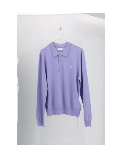 Celine Logo-embroidered Cotton Polo Shirt In Purple