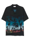 Celine Hawaiana Printed Viscose Shirt In Black