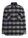 Celine Men Quilted Checked Wool Overshirt In Black