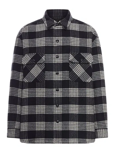 CELINE CELINE MEN QUILTED CHECKED WOOL OVERSHIRT