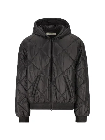 Celine Men Quilted Nylon Bomber Jacket In Black