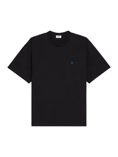 Celine Logo-embroidered Cotton-jersey T-shirt In Black