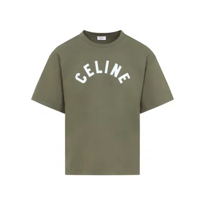 Celine Ribbed Trim Relaxed Fit Short Sleeve T-shirt In Green