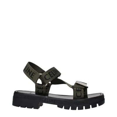 Celine Men's Sandals Green/black Fabric