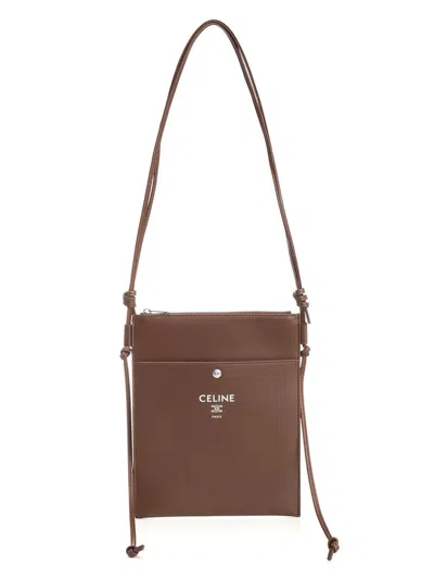 Celine Men Sharp Lambskin Pouch In Brown