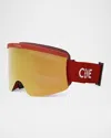 Celine Men's Ski Mask With Logo Strap In Matte Red Smoke Mirror
