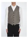 Celine Striped Flannel Vest In Grey