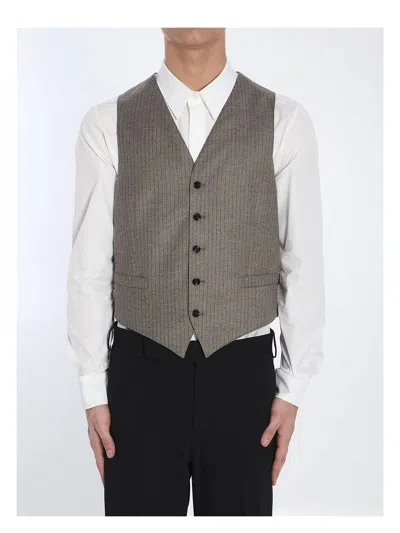 CELINE MEN'S STRIPED FLANNEL VEST