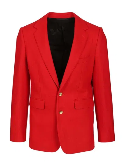 Celine Men Tailored Blazer In Lined Wool Flannel In Red