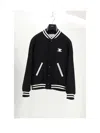 Celine Teddy Triomphe Leather-trimmed Wool-blend Varsity Jacket In Black