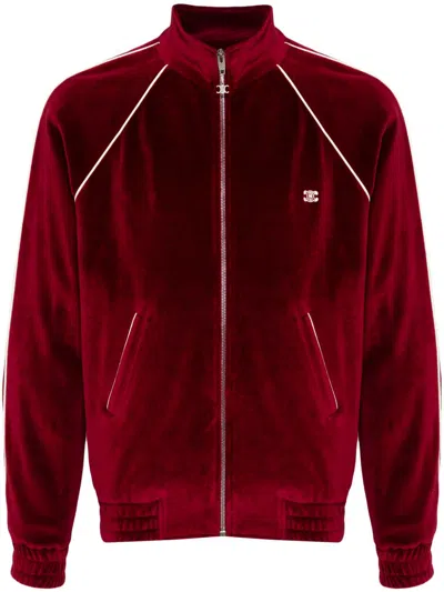 Celine Triomphe Tracksuit Jacket In Velvet Jersey In Red