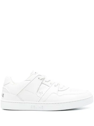Celine White Calfskin Low Top Sneakers In Animal Print