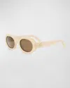Celine Men's Triomphe Acetate Oval Sunglasses In Orange Other Brown
