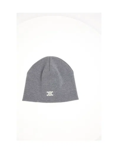 Celine Men Triomphe Beanie In Gray